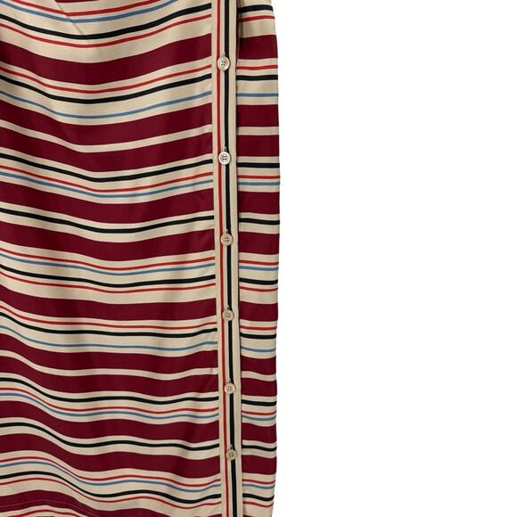 NEW See By Chloe Red Silk Striped Dress Sz 8 - Picture 7 of 10
